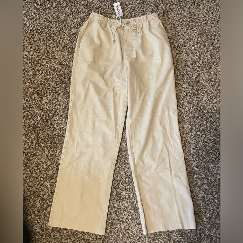 Coofandy Trousers with draw string Cream size M